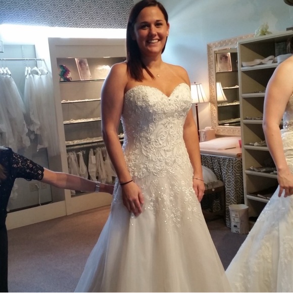 Wedding dress ft. bold beading w/Swarovski crystals on Lucia embroidered Motif - Picture 3 of 10